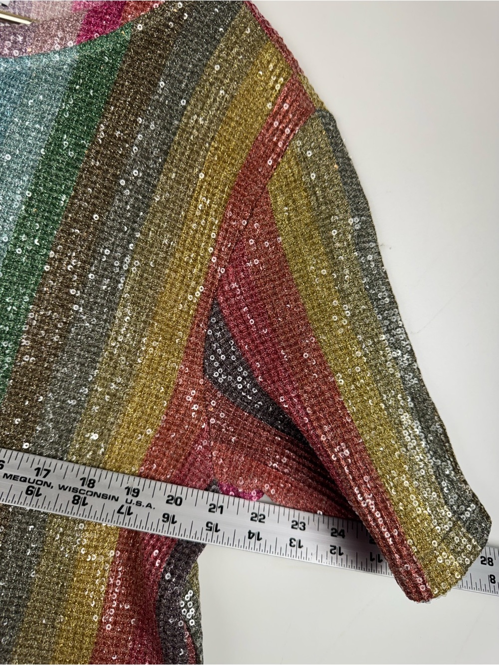 Zara Sz M Rainbow Stripe Sparkly Sequin Midi Dress Bloggers Fav Festival Disco - Picture 12 of 13